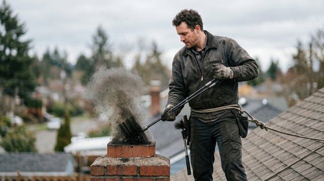 Soot bursting off a brush above village rooftops